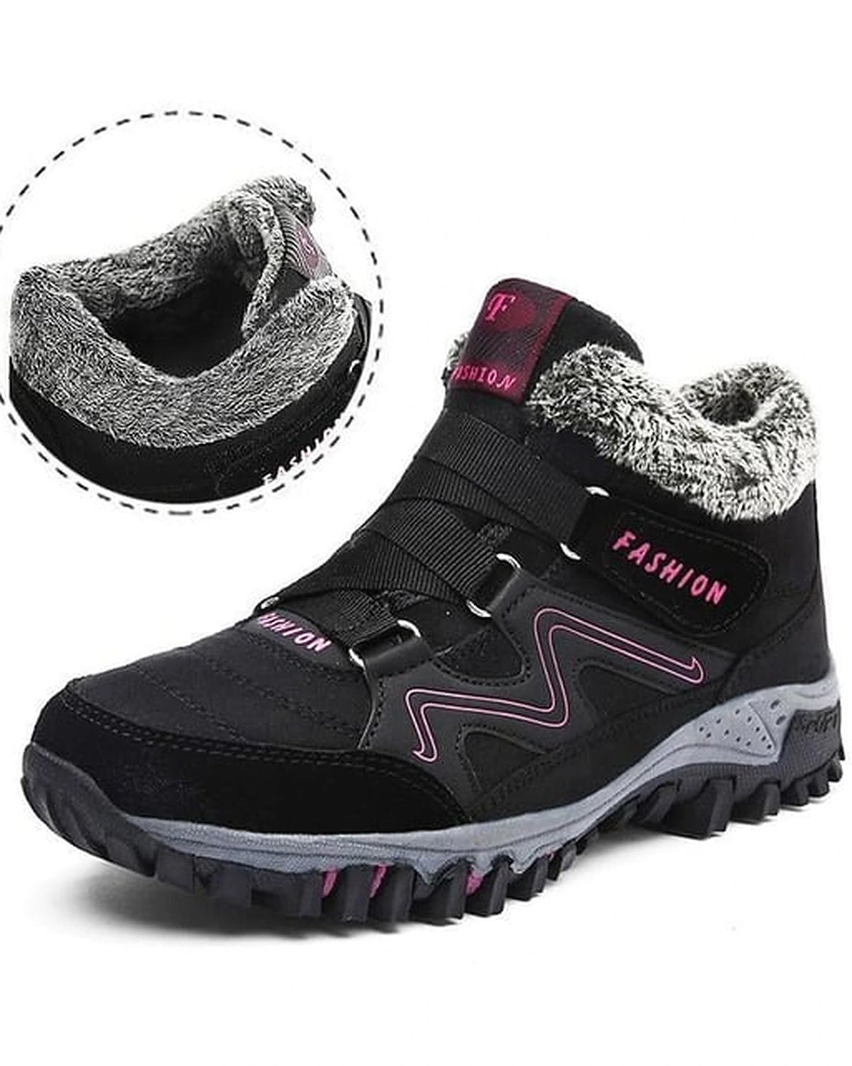 Women's Fur Lined Lace-Up Hiking Boots with Chunky Grip Sole – Jessa Jane