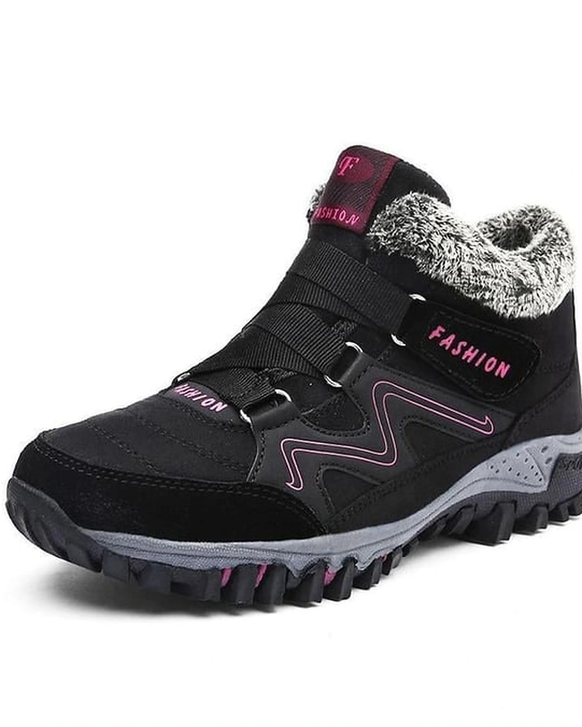 Women's Fur Lined Lace-Up Hiking Boots with Chunky Grip Sole – Jessa Jane