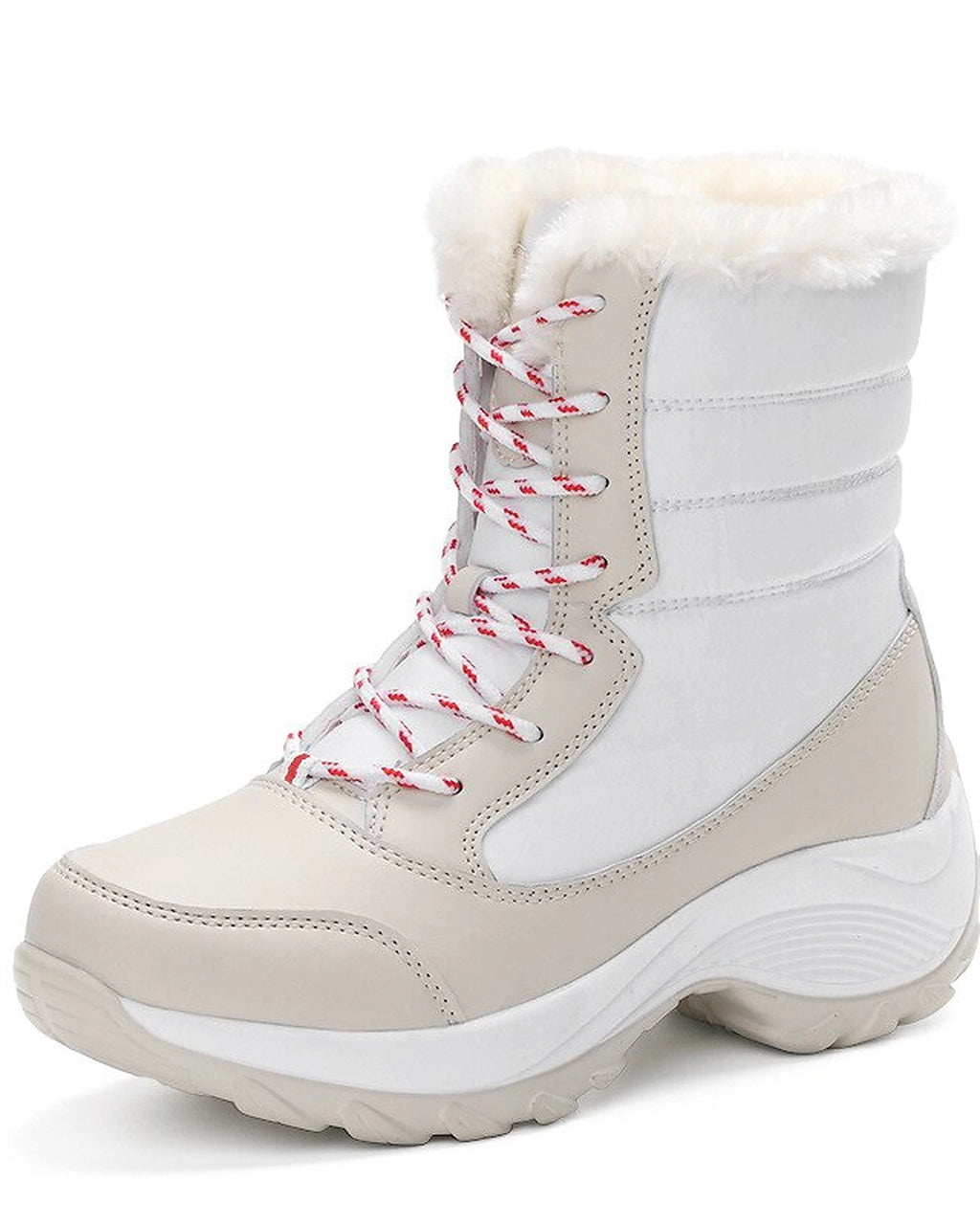 Women's Fur Lined Lace-Up Snow Boots with Chunky Platform Sole – Ines Belle