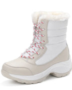 Women's Fur Lined Lace-Up Snow Boots with Chunky Platform Sole – Ines Belle