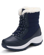 Women's Fur Lined Lace-Up Snow Boots with Chunky Platform Sole – Ines Belle