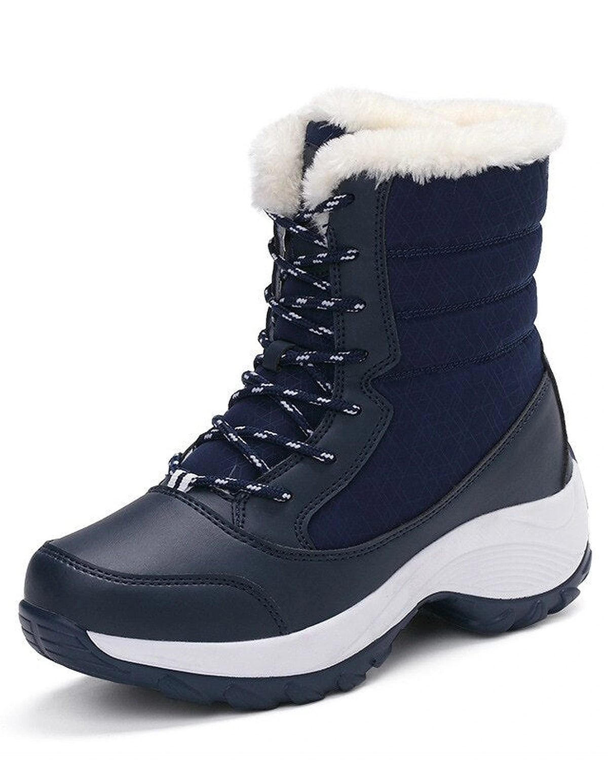 Women's Fur Lined Lace-Up Snow Boots with Chunky Platform Sole – Ines Belle