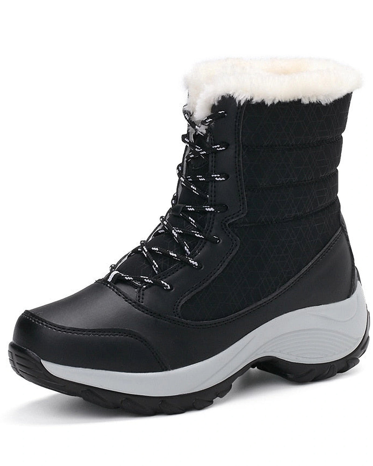 Women's Fur Lined Lace-Up Snow Boots with Chunky Platform Sole – Ines Belle