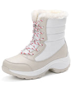 Women's Fur Lined Lace-Up Snow Boots with Chunky Platform Sole – Ines Belle