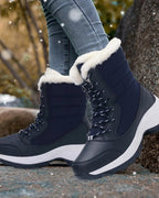 Women's Fur Lined Lace-Up Snow Boots with Chunky Platform Sole – Ines Belle