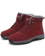 Women's Fur Lined Waterproof Lace-Up Hiking Boots with Chunky Grip Sole – Ines Jane