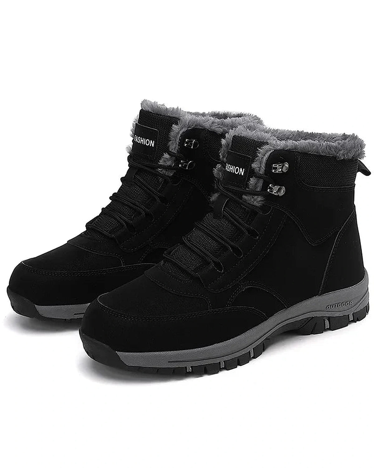 Women's Fur Lined Waterproof Lace-Up Hiking Boots with Chunky Grip Sole – Ines Jane