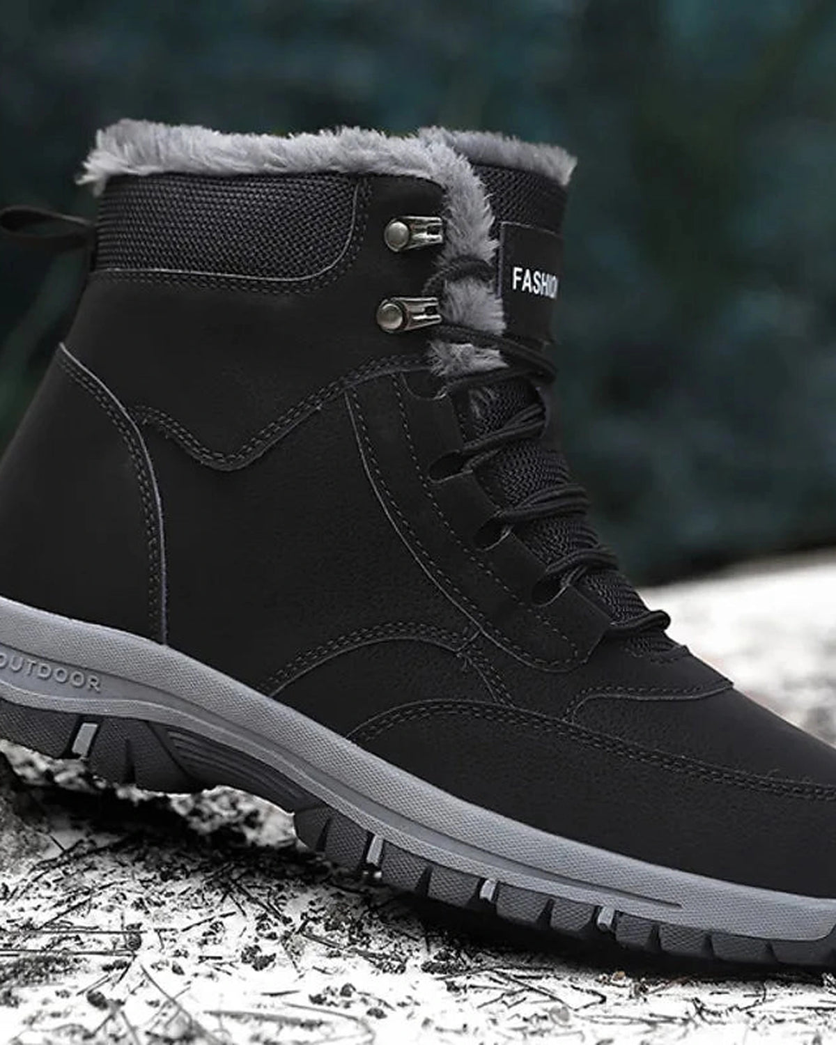 Women's Fur Lined Waterproof Lace-Up Hiking Boots with Chunky Grip Sole – Ines Jane