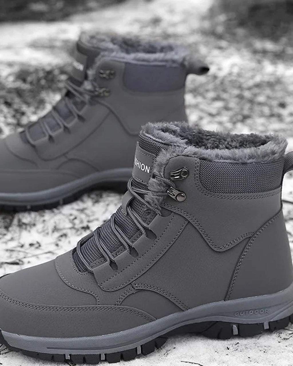 Women's Fur Lined Waterproof Lace-Up Hiking Boots with Chunky Grip Sole – Ines Jane