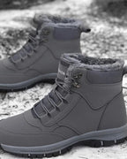 Women's Fur Lined Waterproof Lace-Up Hiking Boots with Chunky Grip Sole – Ines Jane