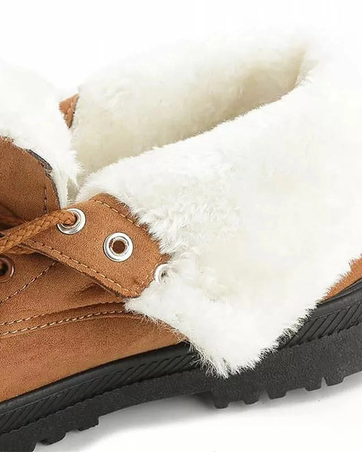 Women's Fur Trim Lace-Up Ankle Snow Boots with Chunky Grip Sole – Luna Belle