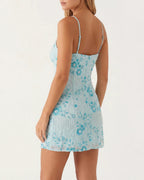 Women's Halter Neck Mini Dress for Women, Floral Embroidered Beaded – Phoebe Belle