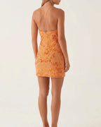 Women's Halter Neck Mini Dress for Women, Floral Embroidered Beaded – Phoebe Belle