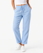 Women's High Waisted Drawstring Wide Leg Cotton Trousers with Side Pockets – Scarlett Grey