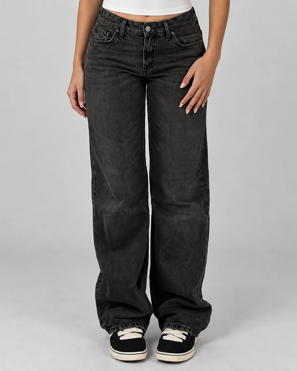 Women's High Waisted Wide Leg Jeans with Five-Pocket Styling – Tamsin Rose