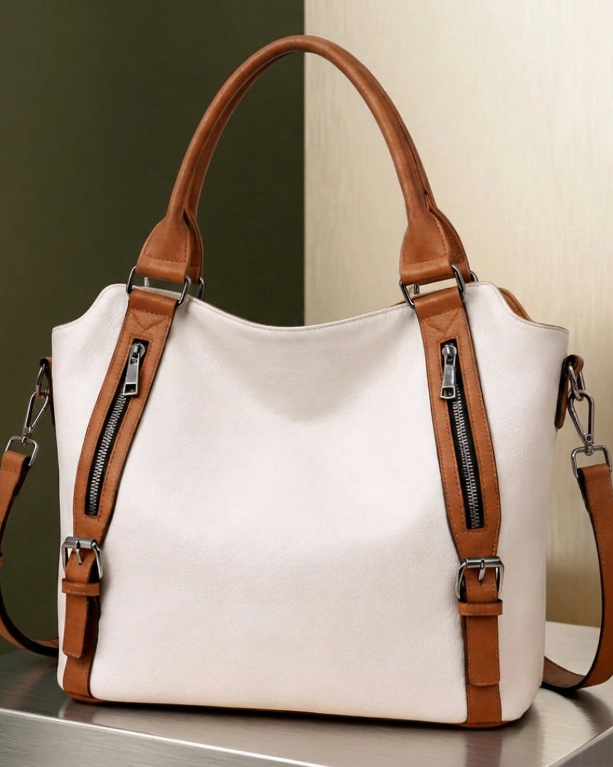 Women's Tote Bag Hobo Bag with Buckle, Front Zip Pockets and Detachable Crossbody Bag Strap – Violet Jane