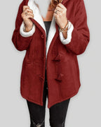 Women's Duffle Coat with Hooded Fleece Lining, Faux Shearling Trim and Toggle Fastening, Winter Coat Women