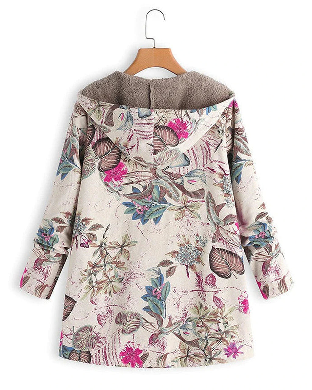 Women's Winter Coat Jacket in Floral Print, Hooded and Fleece-Lined with Patch Pockets – Willa Jane