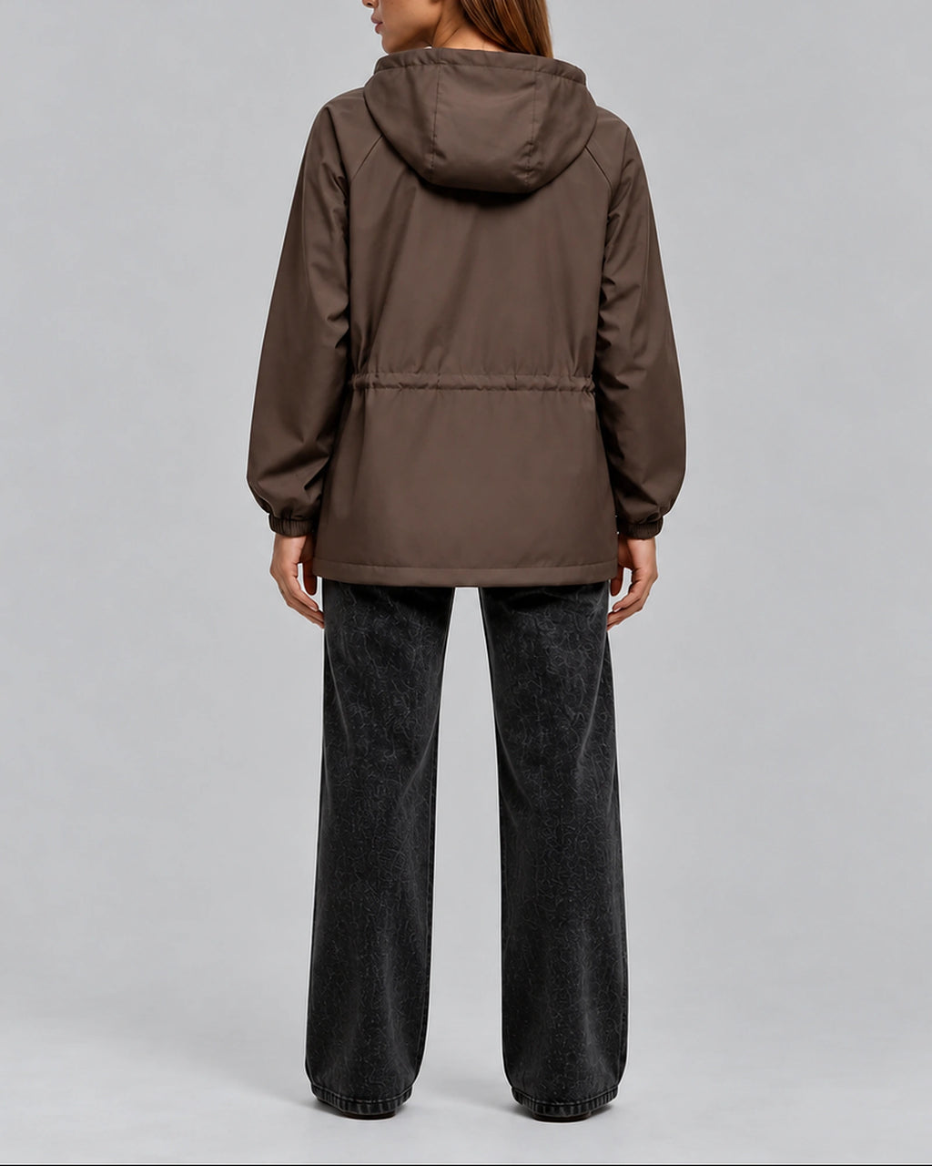 Women's Rain Jacket with Hood, Drawstring Waist and Flap Pockets, Waterproof – Jade