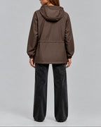 Women's Rain Jacket with Hood, Drawstring Waist and Flap Pockets, Waterproof – Jade