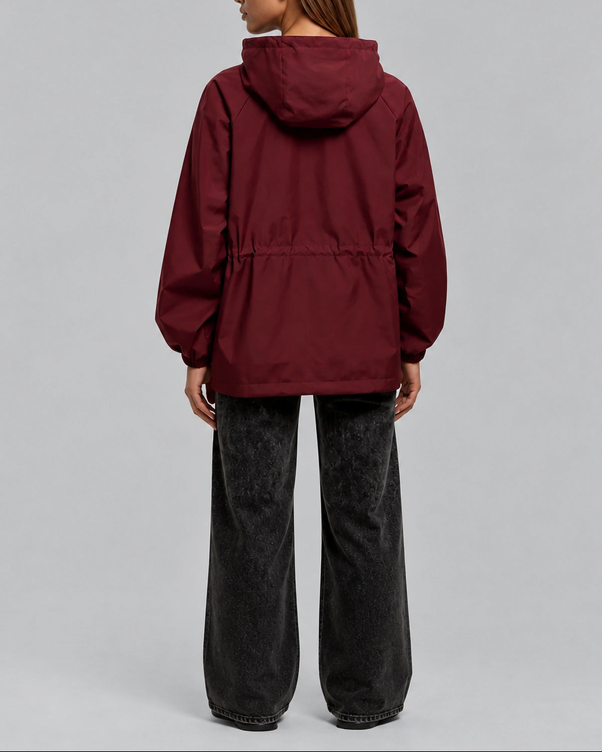 Women's Rain Jacket with Hood, Drawstring Waist and Flap Pockets, Waterproof – Jade