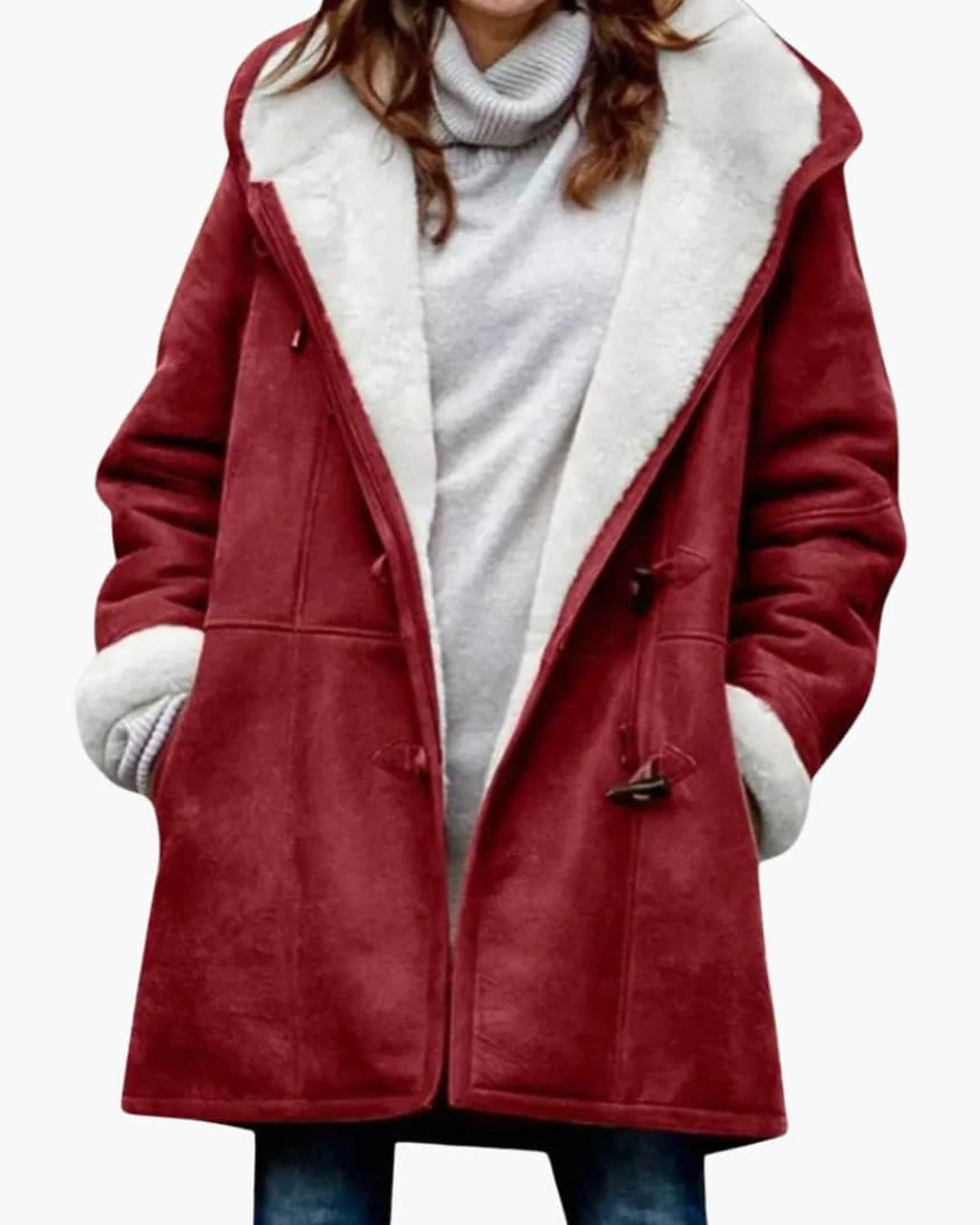 Women's Hooded Toggle Coat with Sherpa Lining – Evie Mae