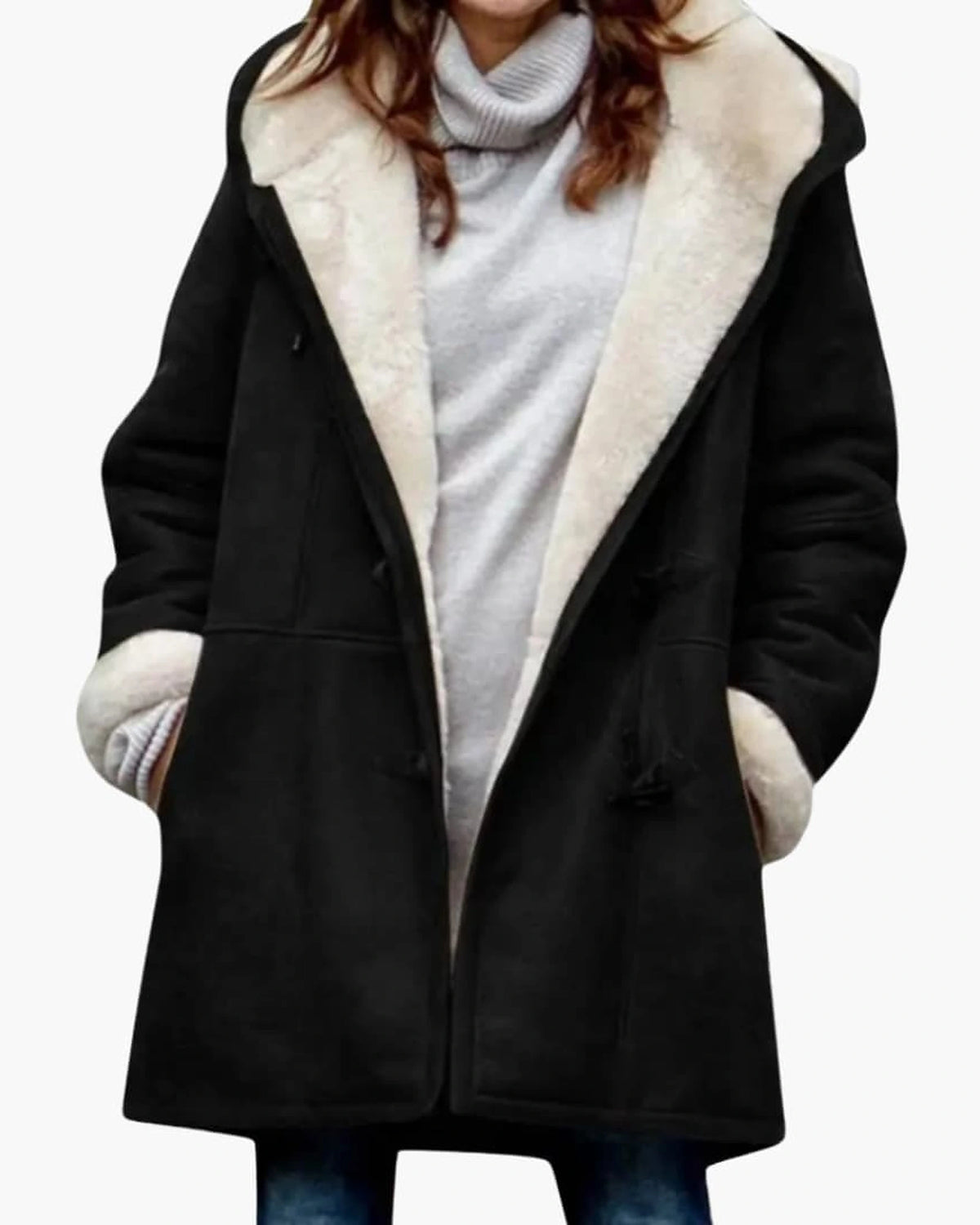 Women's Hooded Toggle Coat with Sherpa Lining – Evie Mae