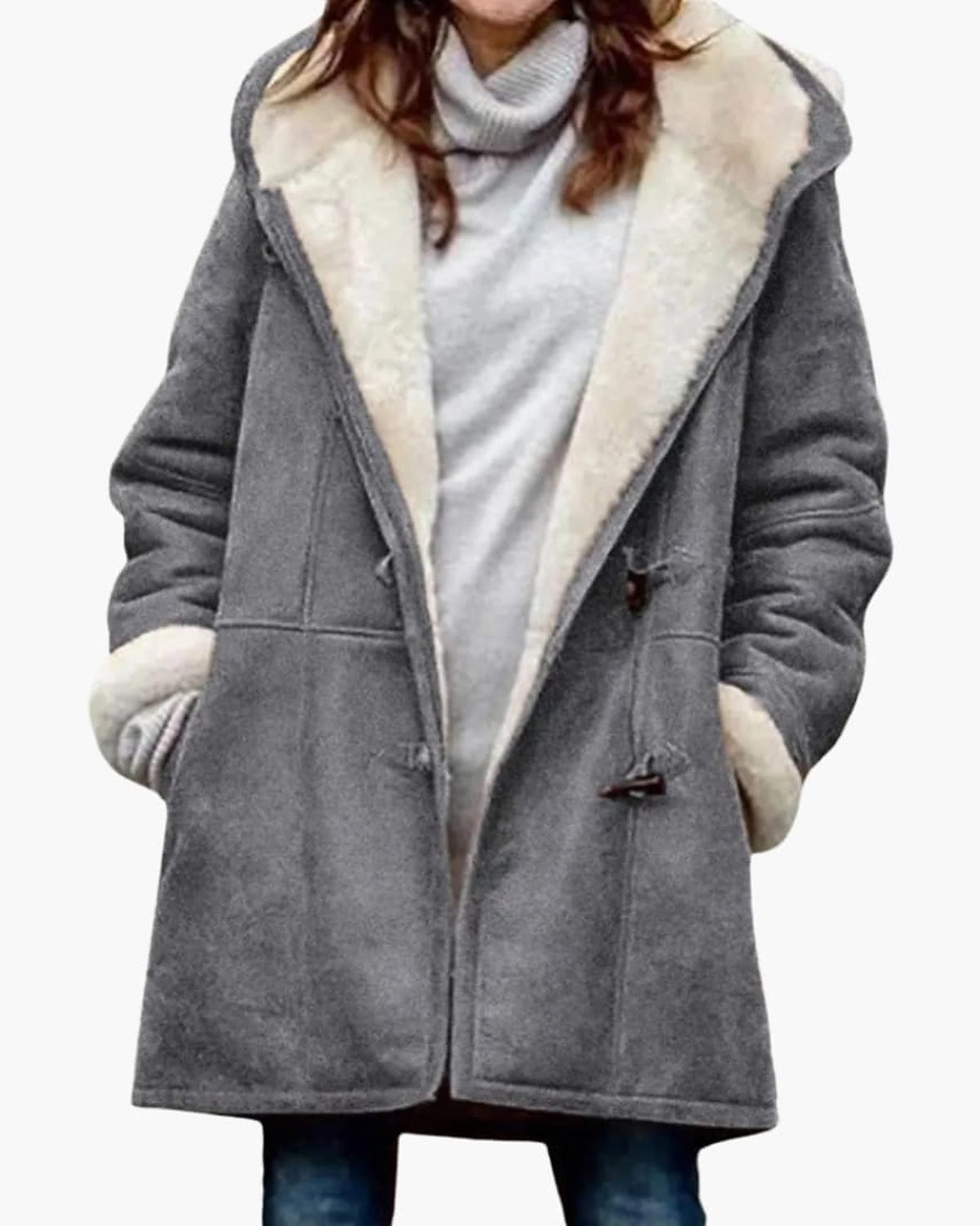 Women's Hooded Toggle Coat with Sherpa Lining – Evie Mae