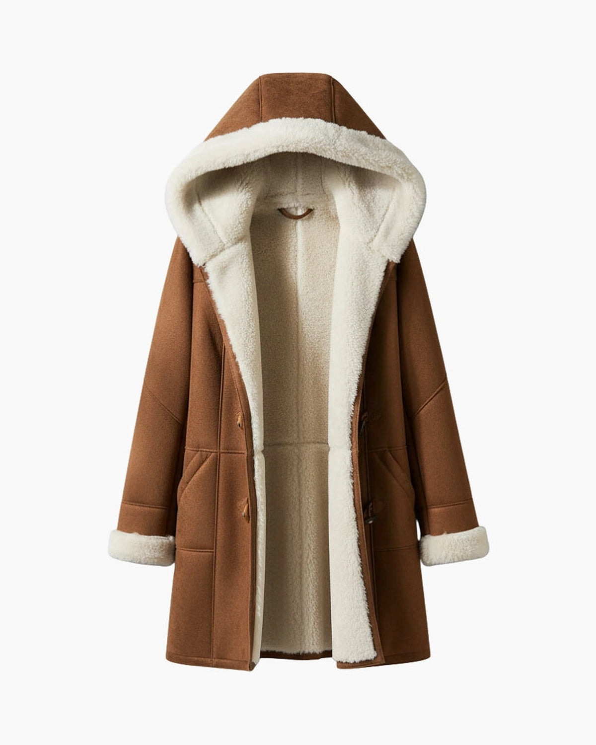 Women's Hooded Toggle Coat with Sherpa Lining – Evie Mae