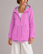 Women's Waterproof Jacket, Hooded Rain Jacket with Drawstring Waist and Contrast Lining – Bonnie