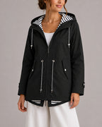 Women's Waterproof Jacket, Hooded Rain Jacket with Drawstring Waist and Contrast Lining – Bonnie