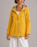Women's Waterproof Jacket, Hooded Rain Jacket with Drawstring Waist and Contrast Lining – Bonnie
