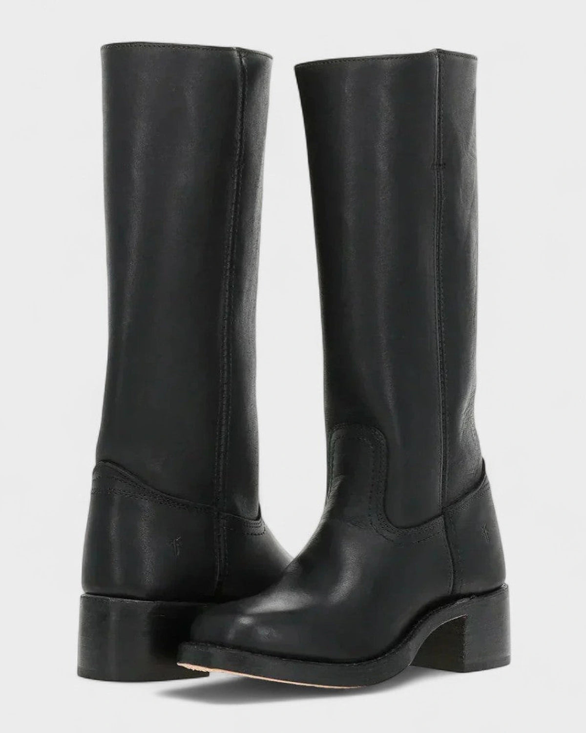 Women's Knee High Leather Boots with Stacked Block Heel – Bonnie Belle