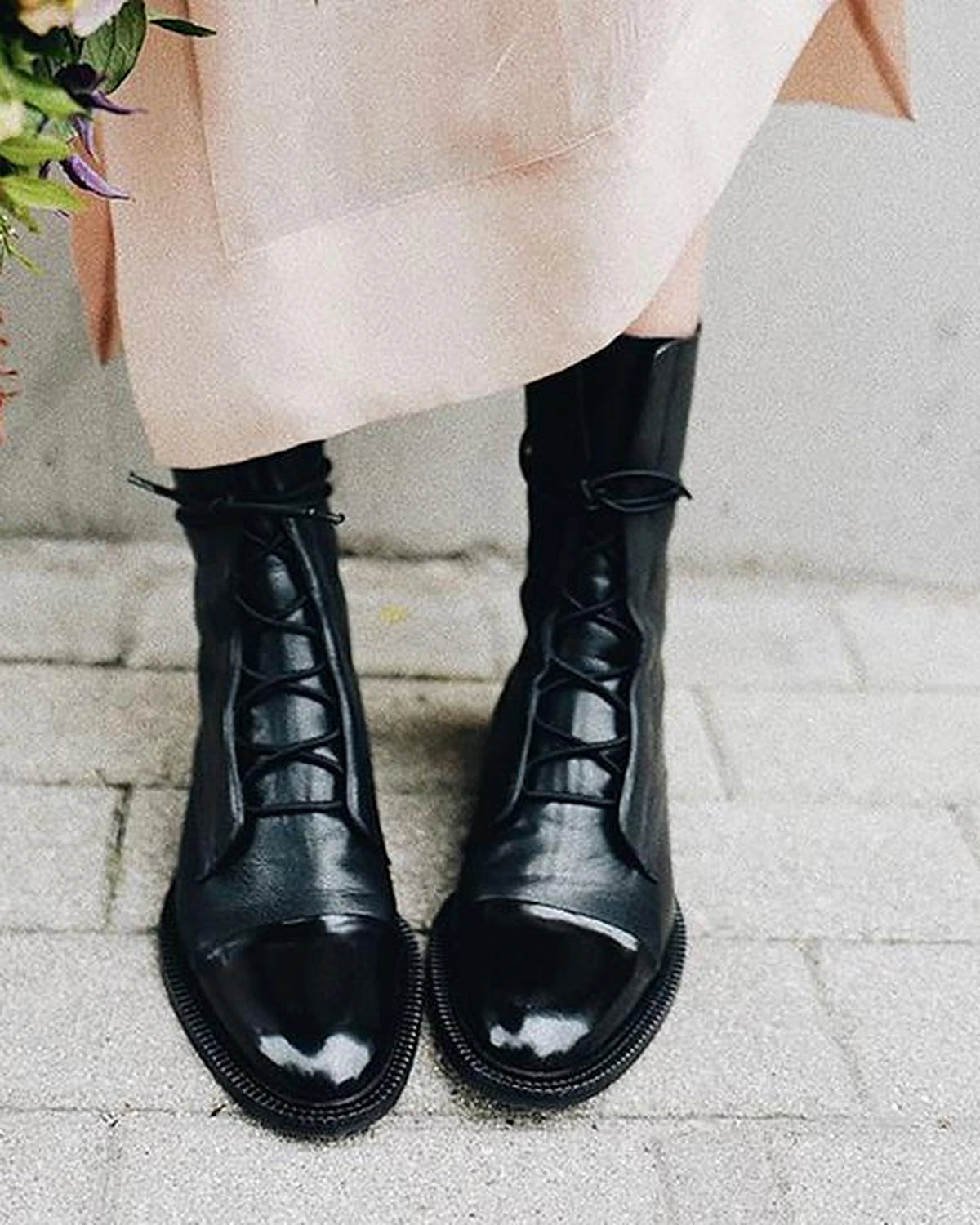 Women's Lace-Up Cap Toe Ankle Boots with Contrast Panel – Ella Jane