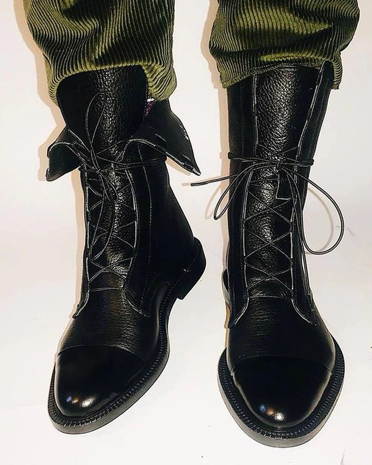 Women's Lace-Up Cap Toe Ankle Boots with Contrast Panel – Ella Jane