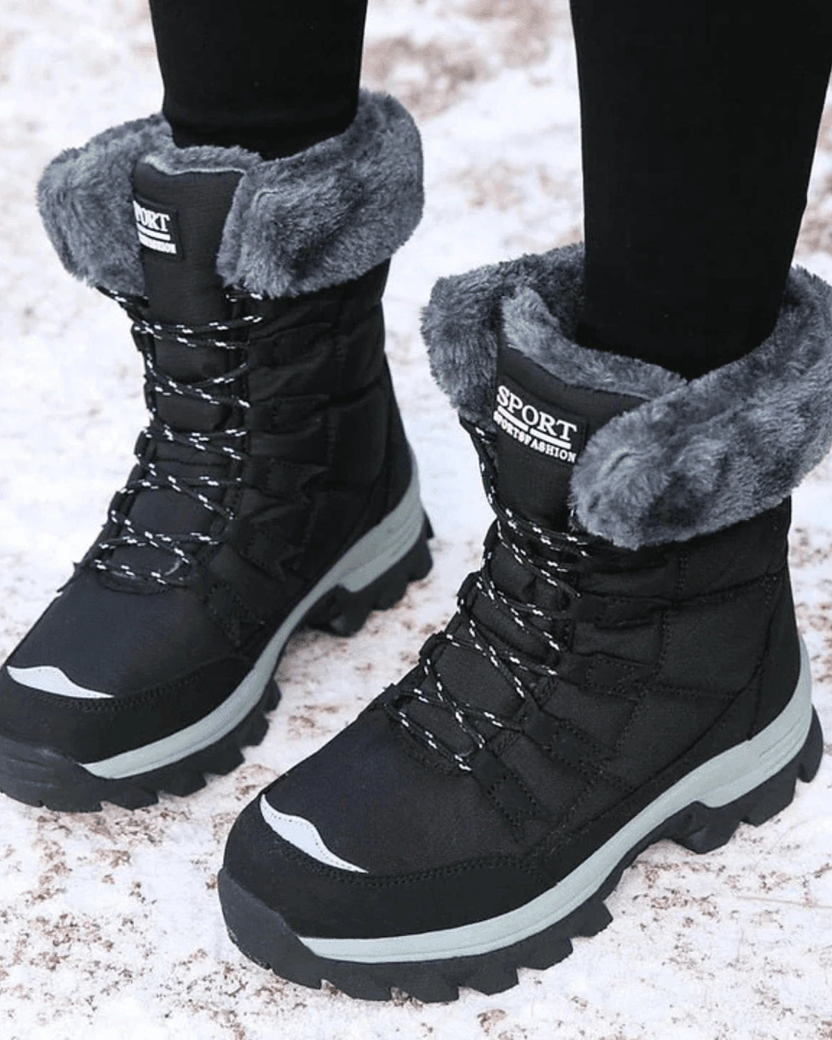Women's Lace-Up Faux Fur Trim Snow Boots with Cushioned Footbed – Bonnie Jane