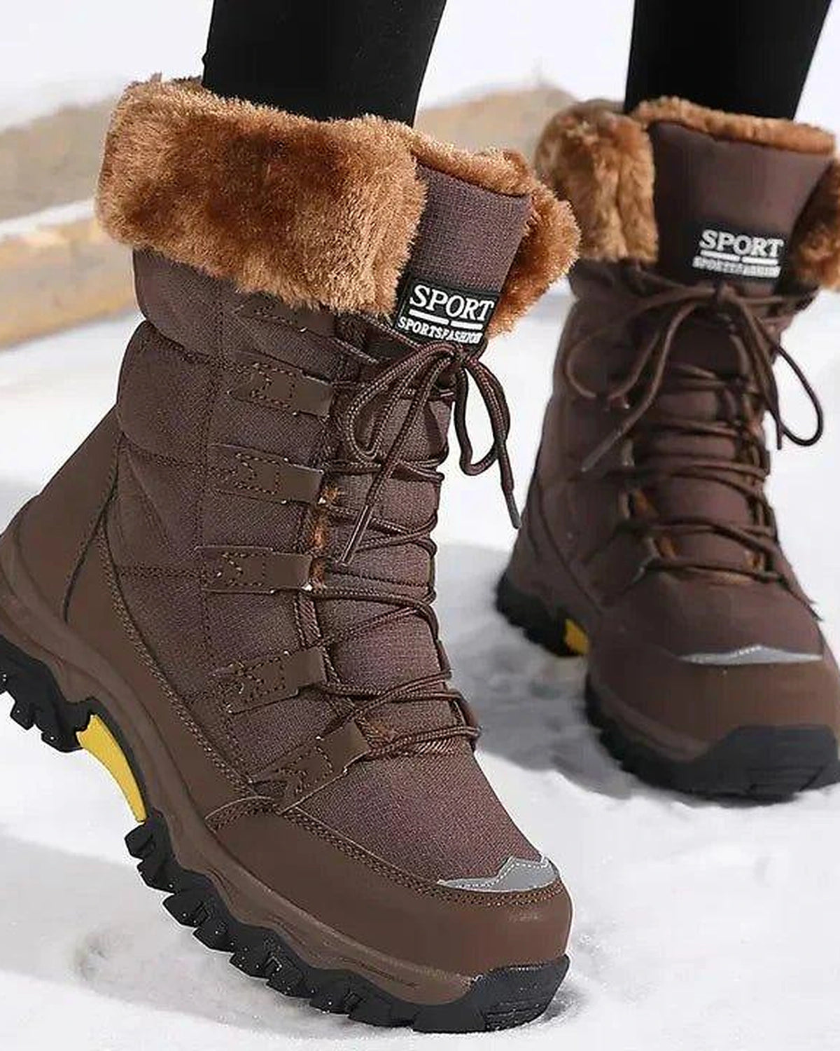 Women's Lace-Up Faux Fur Trim Snow Boots with Cushioned Footbed – Bonnie Jane