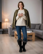 Women's Lace-Up Faux Fur Trim Tall Snow Boots with Chunky Grip Sole – Heidi Mae