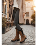 Women's Lace-Up Faux Fur Trim Tall Snow Boots with Chunky Grip Sole – Heidi Mae
