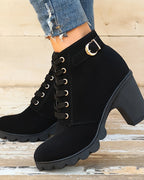 Women's Lace-Up Platform Ankle Boots with Buckle Strap Detail – Maya Rose