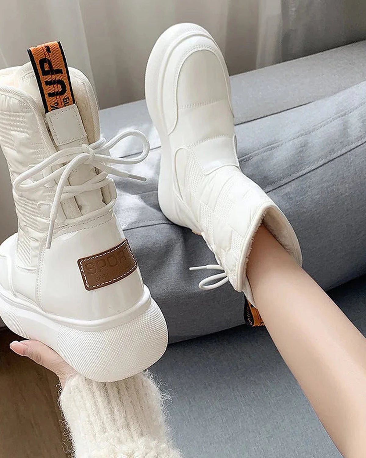 Women's Lace-Up Platform Snow Boots with Faux Fur Lining and Chunky Grip Sole – Ines Mae
