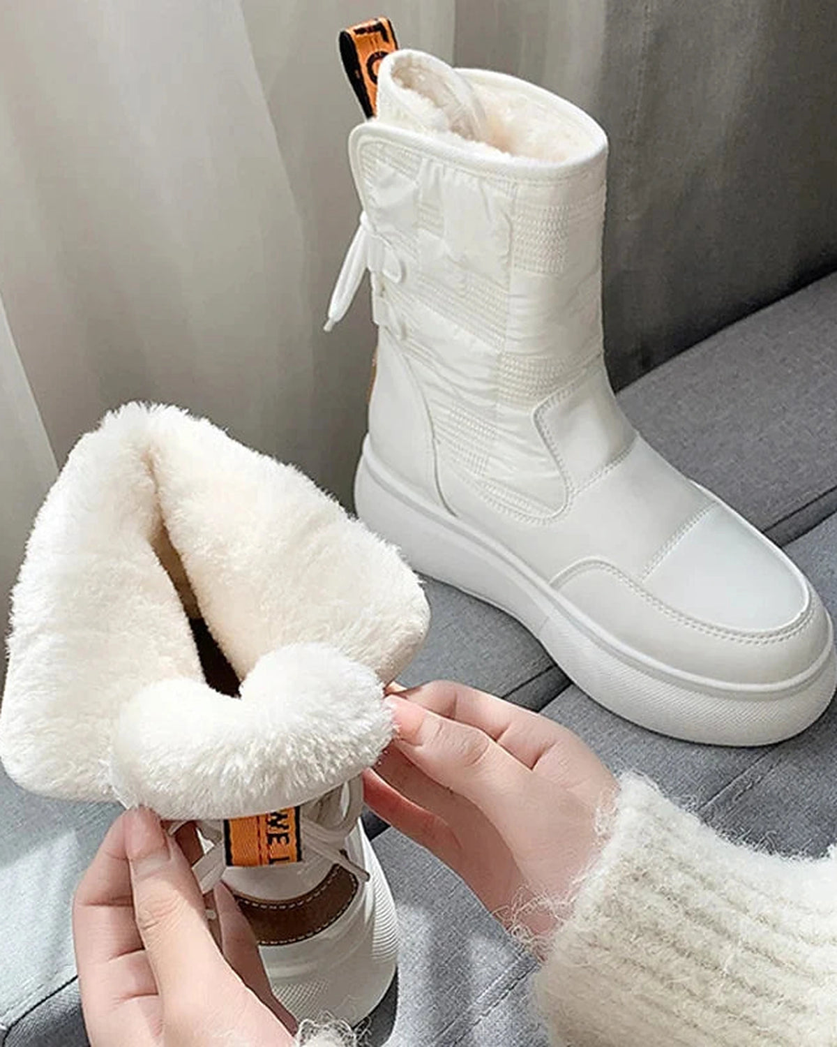 Women's Lace-Up Platform Snow Boots with Faux Fur Lining and Chunky Grip Sole – Ines Mae