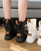 Women's Lace-Up Platform Snow Boots with Faux Fur Lining and Chunky Grip Sole – Ines Mae