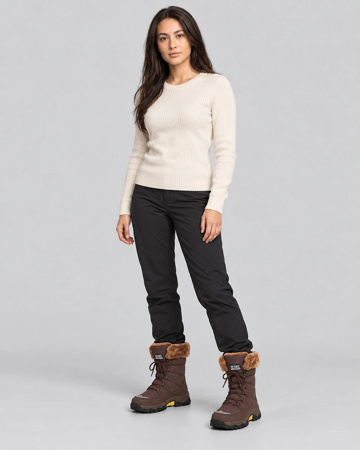 Women's Winter Boots for Snow, Lace-Up with Faux Fur Cuff and Chunky Sole – Whitney
