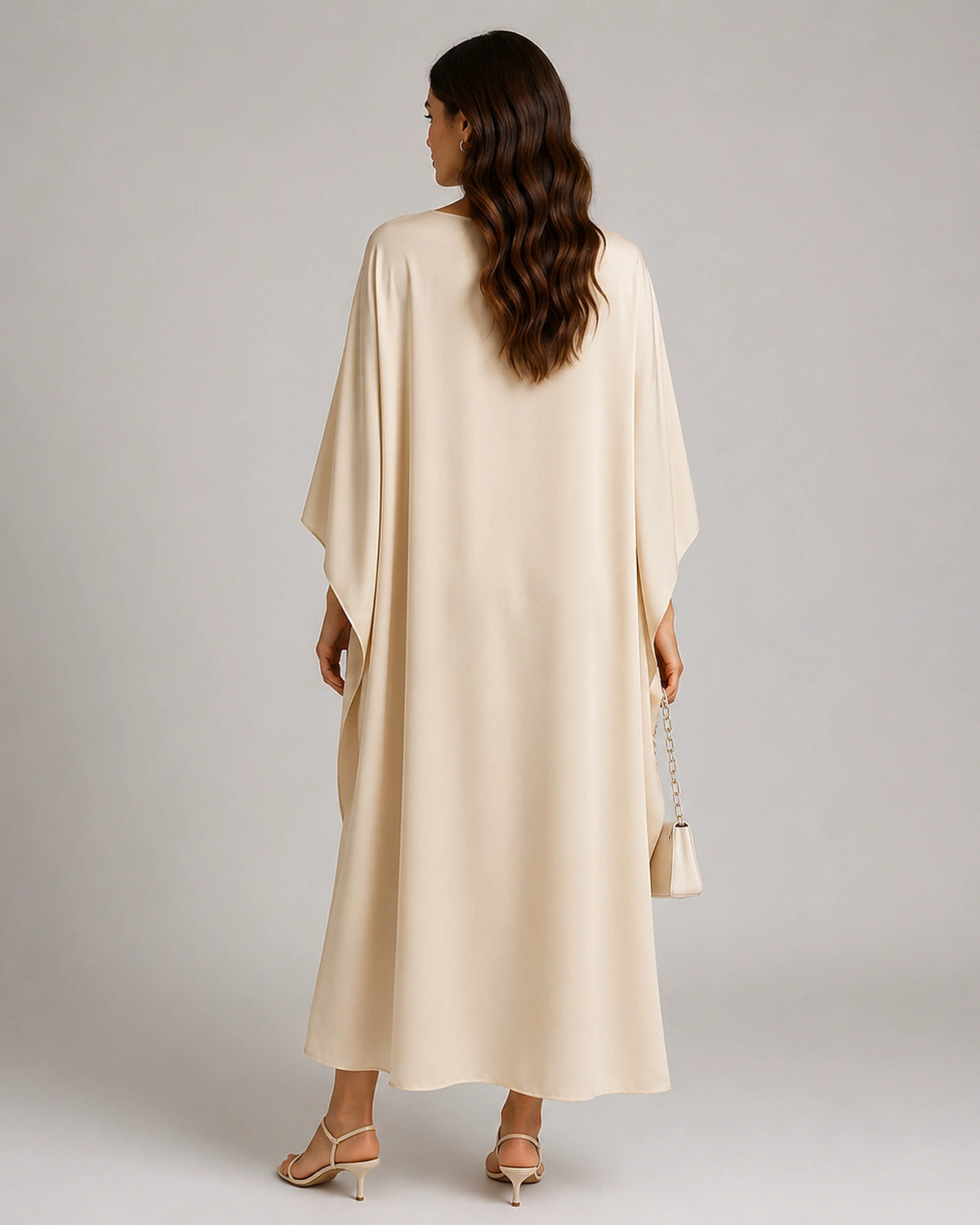 Women's Long Sleeve Maxi Dress with Cape and Boat Neckline – Celeste Mae