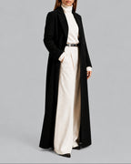 Women's Coat for Winter, Longline Double-Breasted Maxi Cut with Tailored Notch Lapel Collar – Maisie