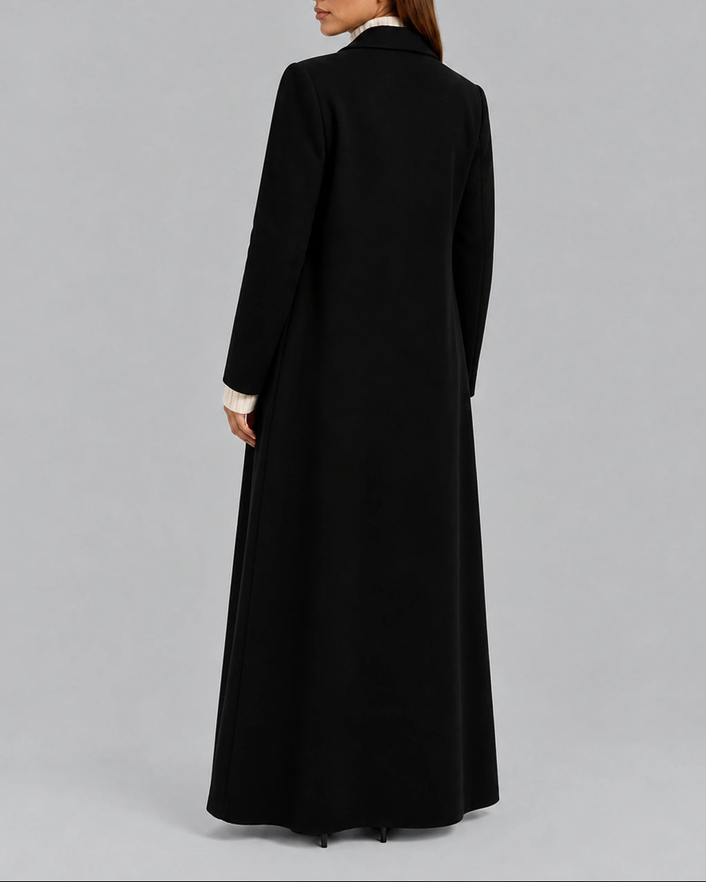 Women's Coat for Winter, Longline Double-Breasted Maxi Cut with Tailored Notch Lapel Collar – Maisie