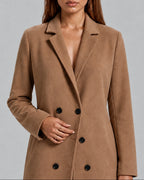 Women's Coat for Winter, Longline Double-Breasted Maxi Cut with Tailored Notch Lapel Collar – Maisie