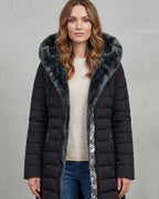 Women's Puffer Coat with Faux Fur Hood, Longline – Josie Rose