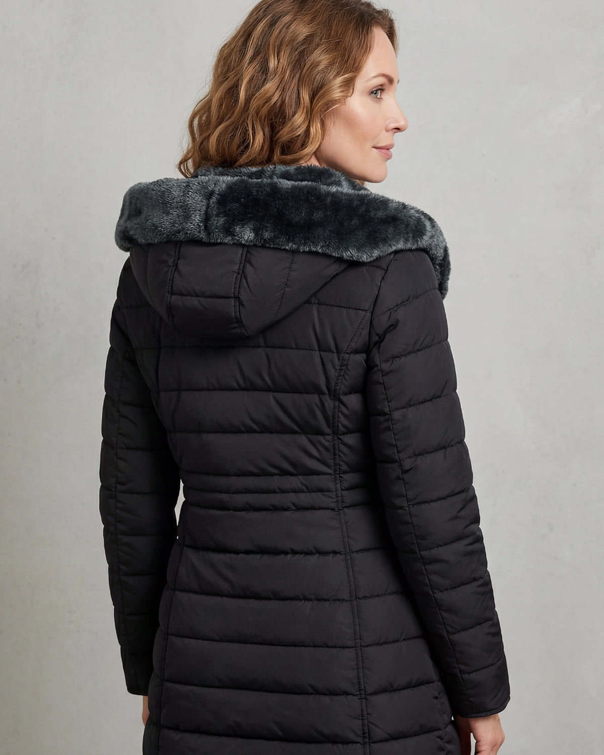 Women's Puffer Coat with Faux Fur Hood, Longline – Josie Rose